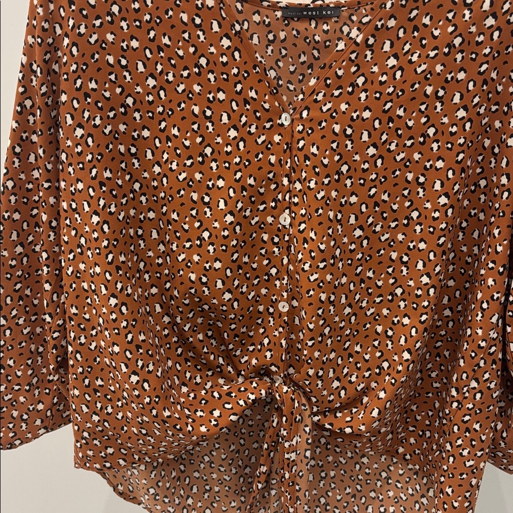 West Kei Brown Animal Print Blouse - Picture 4 of 5